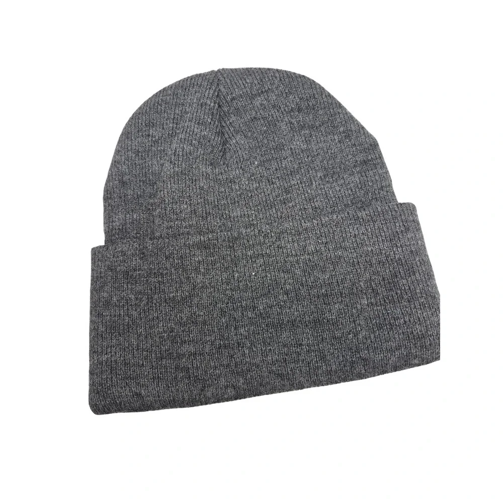 Carhartt Knit Beanie Hat Gray Cuffed Logo Patch‎ Men's